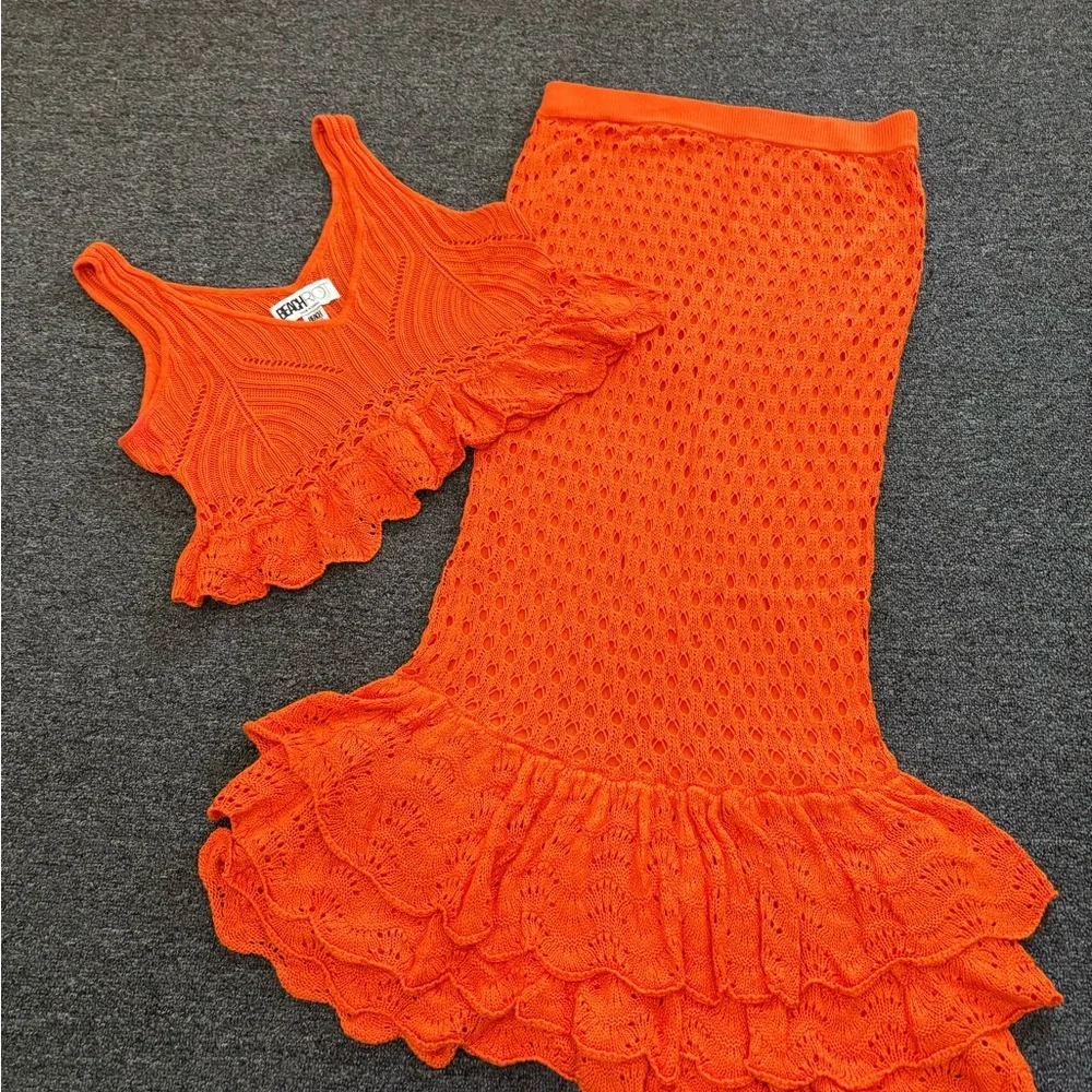 Chic Beach Riot Orange Haze Knit Set - Picture 3 of 8